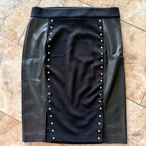 MICHAEL Michael Kors Black and Gold Studded Pencil Skirt